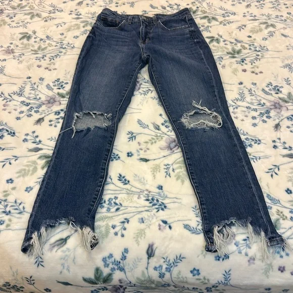 L’AGENCE Distressed Hi Line Rise Light Blue Women's Skinny Jeans Size 25